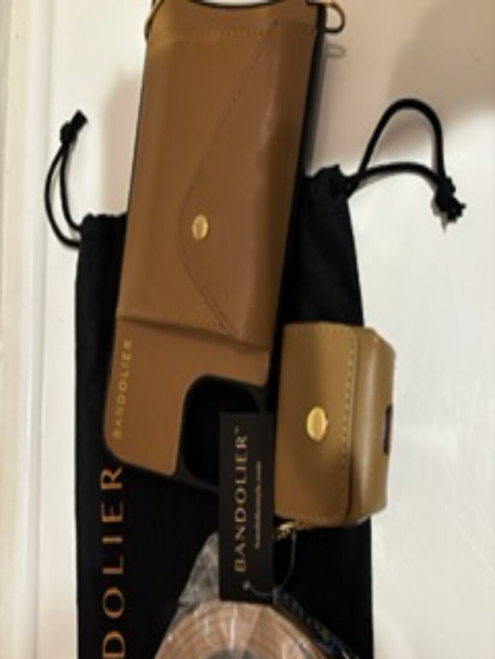 Bandolier Donna Crossbody iPhone and airpod case in Tan/Gold - Picture 3 of 3